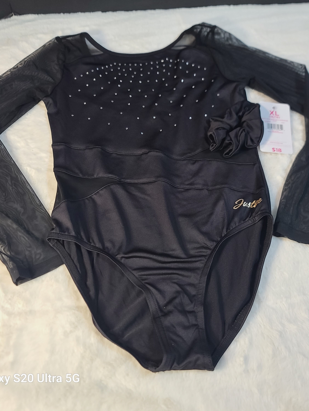 Justice Black Top with Gold Script Logo